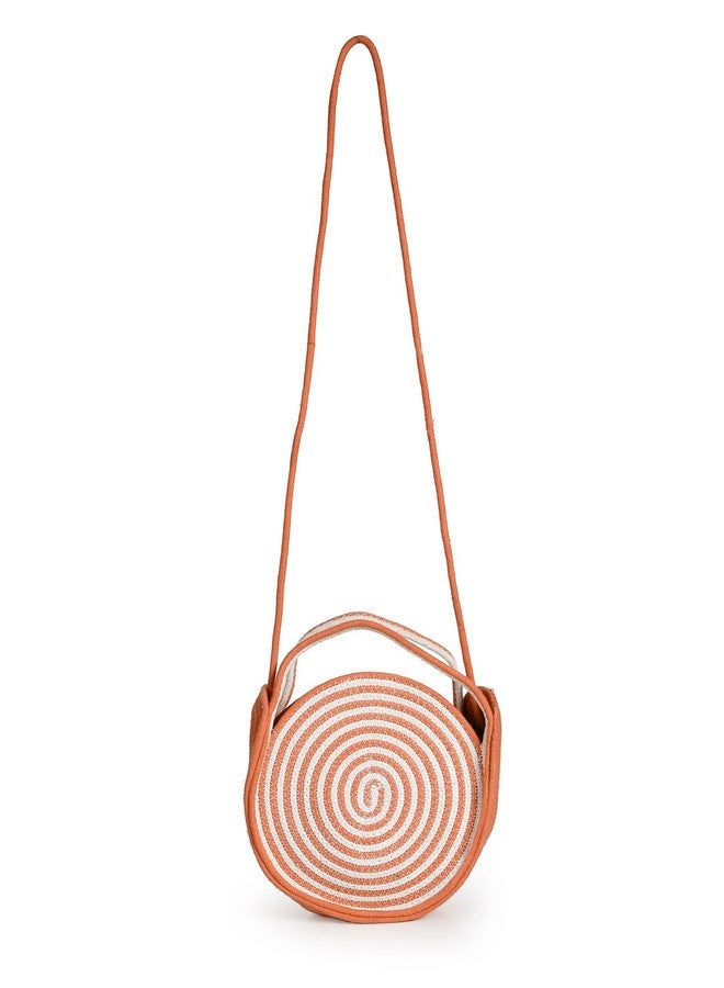 FABINALIV Orange Geometric Braided Women Cotton Sling Bag (FLHB-1015-Orange) - Image 1